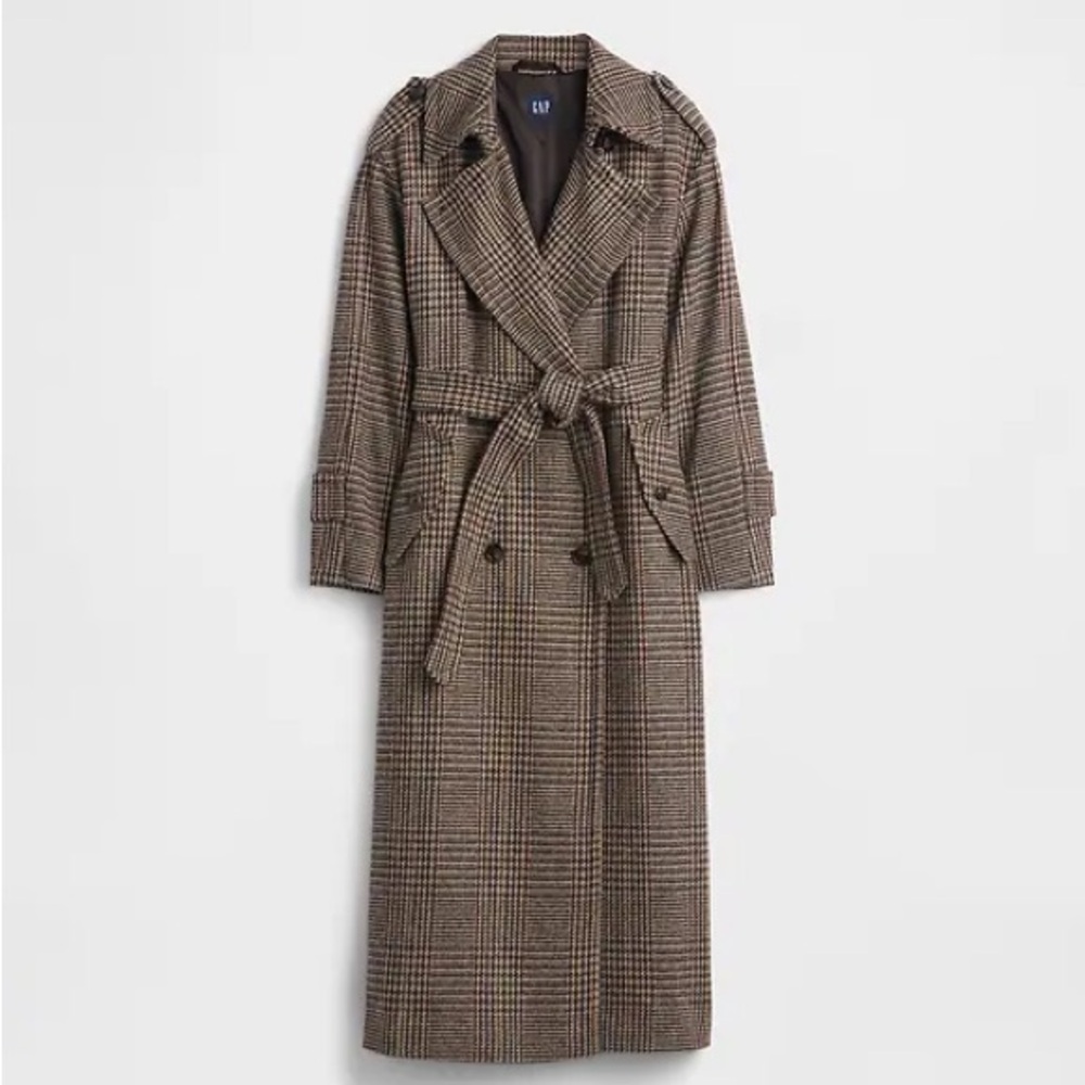 GAP Wool-Blend Herringbone Trench Coat